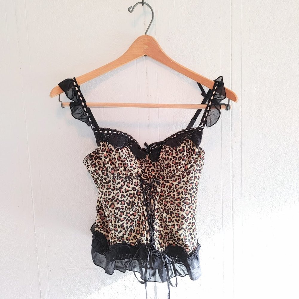 Leopard Print Lace Trim Camisole